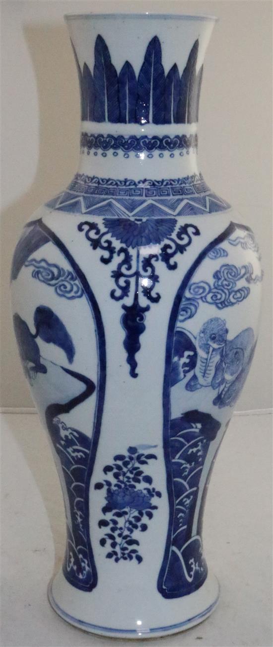 A Chinese blue and white tall baluster vase, late 19th century, 41.5cm